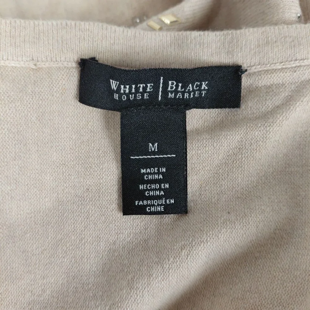 White House Black Market boat neck jeweled 3/4 sleeve sweater SZ M - Picture 8 of 9